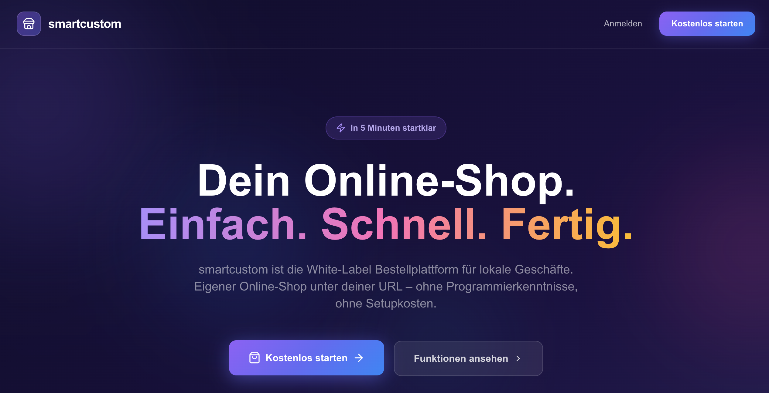 Screenshot Online-Bestellplattform